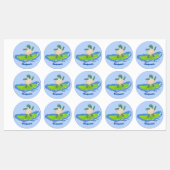 亀おもしろい波サーフィン ラベル (シート)