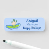 亀おもしろい波サーフィン 名札 (インサイチュ)