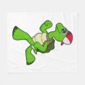 亀がキャップ付きランナー フリースブランケット (正面(横))