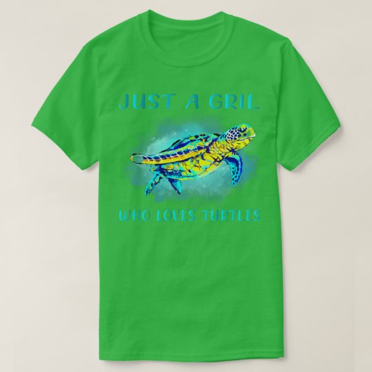 亀が大好きな女の子 Tシャツ (デザイン正面)