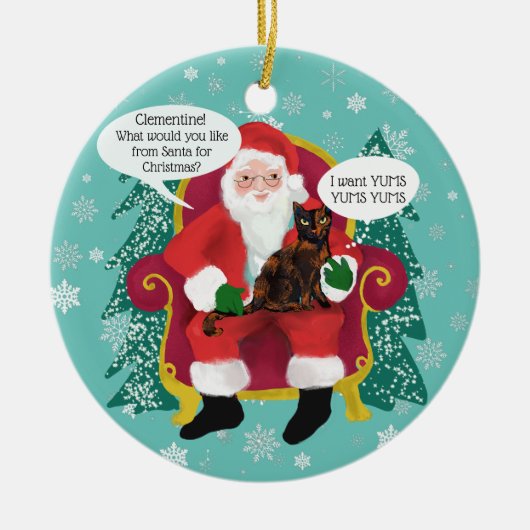 亀が思い入ってサンタを笑わされる訪れる セラミックオーナメント (正面)