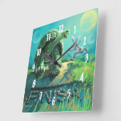 亀とウサギの絵 スクエア壁時計 (傾斜)