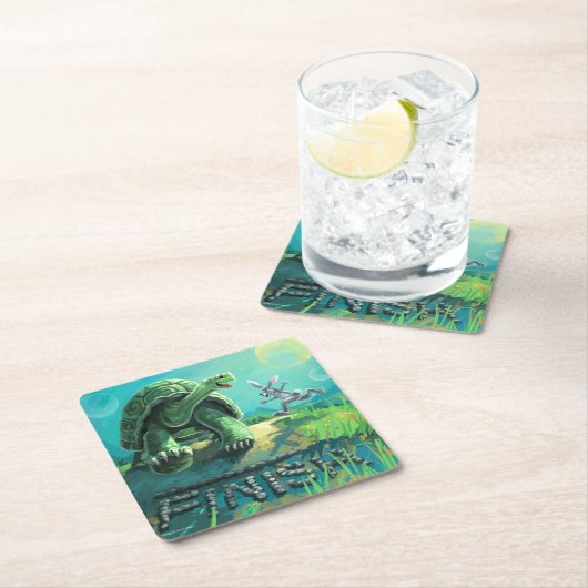 亀とウサギの芸術 スクエアペーパーコースター (インサイチュ)