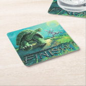 亀とウサギの芸術 スクエアペーパーコースター (アングル)