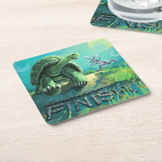 亀とウサギの芸術 スクエアペーパーコースター (アングル)