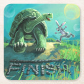 亀とウサギの芸術 スクエアペーパーコースター (正面)