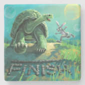 亀とウサギの芸術 ストーンコースター (正面)