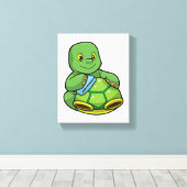 亀とシェルとクリーニングラグ キャンバスプリント (インサイチュ (ウッドフロア))