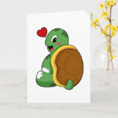 亀とハート カード (黄色い花)