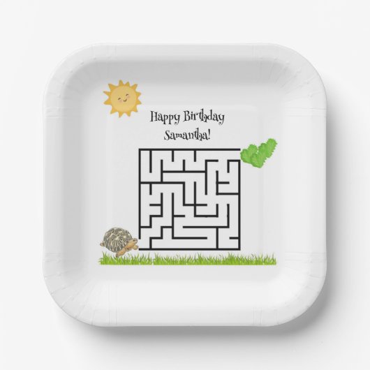 亀とレタス、バースデーメイズ紙プレート ペーパープレート (正面)