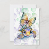 亀と蝶の赤ちゃんシャワーサンキューカード サンキューカード (裏面)