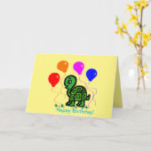 亀と風船が折り畳んだグリーティングカード カード (黄色い花)