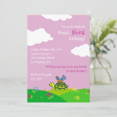 亀と鳥 – 子供の誕生日招待状-5 招待状 (スタンド正面)