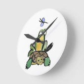 亀に乗るカエル ラウンド壁時計 (傾斜)