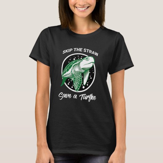 亀に亀を救乗せて海を掃除する Tシャツ (正面)