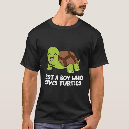 亀のウミガメを愛する少年 Tシャツ (正面)