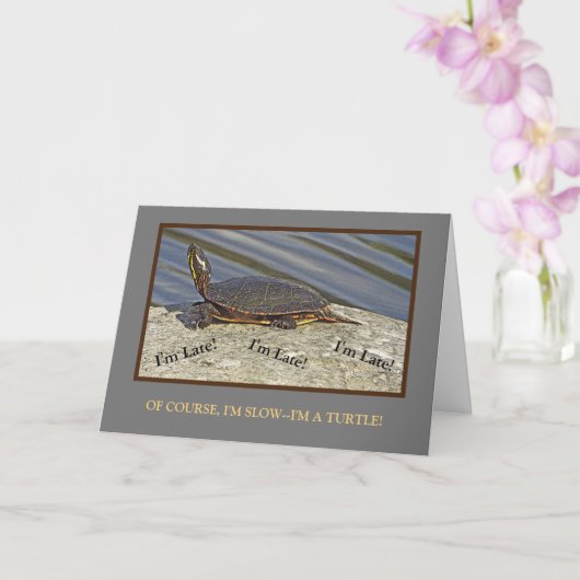 亀のオンロック/ベール付き誕生日カード/カスタマイズ可能 カード (蘭)