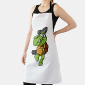 亀のキャラクターダンベルウェイトのポーズ エプロン (インサイチュ)