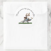 亀のステッカーに乗る男の子の妖精 ラウンドシール (バッグ)