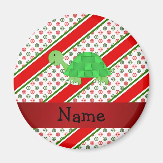 亀のパーソナライズされたクリスマス水玉模様 マグネット (正面)