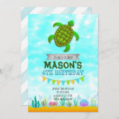 亀のパーティーの招待 招待状 (正面/裏面)