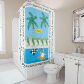 亀のビーチシャワーカーテン シャワーカーテン (インサイチュ)