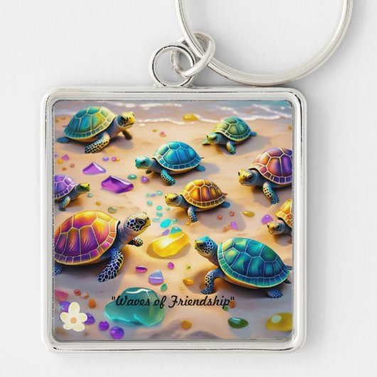 「亀のビーチパーティー」 キーホルダー (正面)