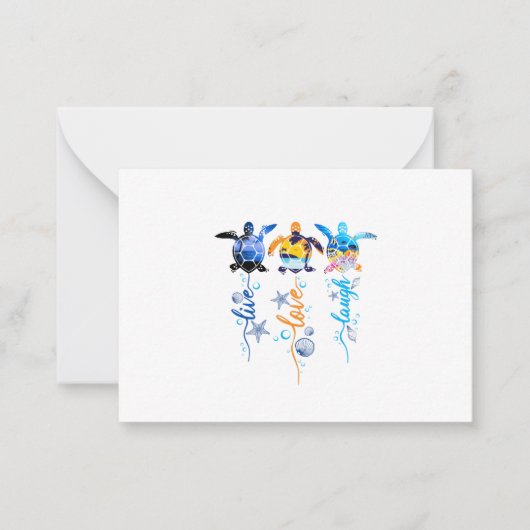 亀のライブラブ笑い ノートカード (正面)