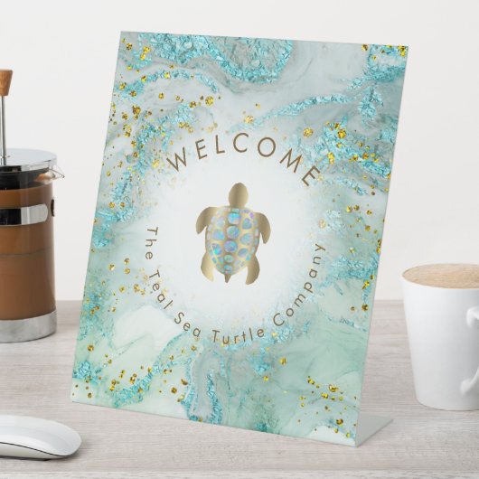 亀のロゴ 台座サイン (インサイチュ)