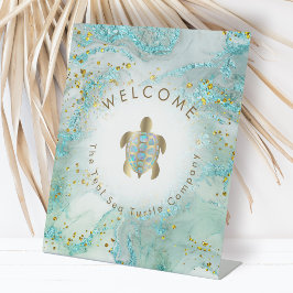 亀のロゴ 台座サイン