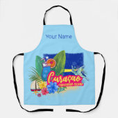 亀のヴィンテージカリブのとキュラカオのレトロ島 エプロン (正面)
