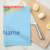 亀のヴィンテージカリブのとキュラカオのレトロ島 キッチンタオル (四つ折り)