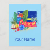 亀のヴィンテージカリブのとキュラカオのレトロ島 シーズンポストカード (正面)