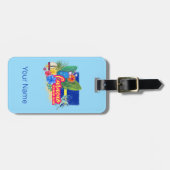 亀のヴィンテージカリブのとキュラカオのレトロ島 ラゲッジタグ (正面横)