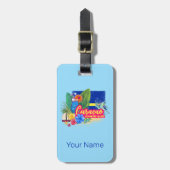 亀のヴィンテージカリブのとキュラカオのレトロ島 ラゲッジタグ (正面縦)