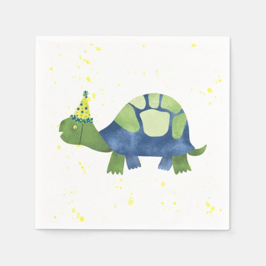 亀の亀の誕生日パーティナプキン スタンダードカクテルナプキン (正面)