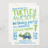 亀の亀の誕生日パーティーの招待 招待状 (正面/裏面)