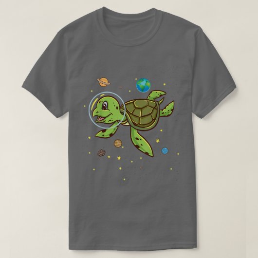 亀の動物ローのための亀の宇宙飛行士の亀の恋人 Tシャツ (デザイン正面)