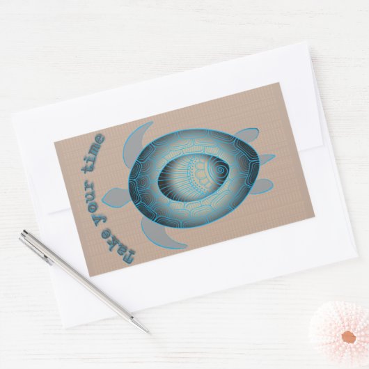 亀の引用文に時間を取やる気を起こさせるる 長方形シール (封筒)