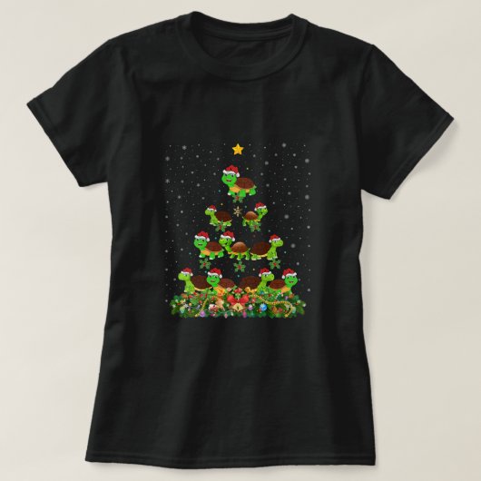 亀の恋人おもしろいクリスマスサンタ亀クリスマス Tシャツ (デザイン正面)
