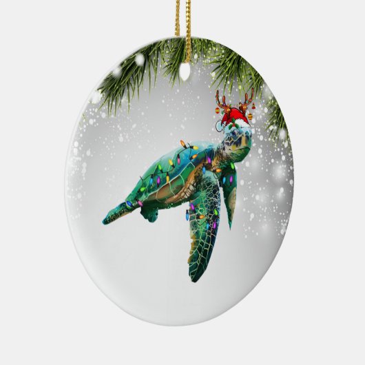 亀の恋人の大人の子供のための亀のクリスマスギフト セラミックオーナメント (右)