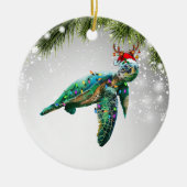 亀の恋人の大人の子供のための亀のクリスマスギフト セラミックオーナメント (正面)