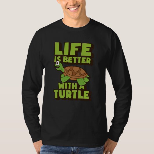 亀の恋人の贈り物で人生が良い Tシャツ (正面)
