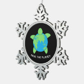 亀の恋人 救| The Turtle Planet スノーフレークピューターオーナメント (右)