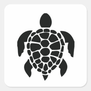 亀の愛救者、亀、ウミガメ スクエアシール