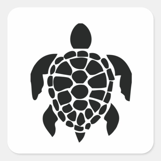 亀の愛救者、亀、ウミガメ スクエアシール (正面)