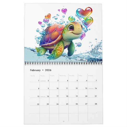 亀の愛 カレンダー (2月 2026)