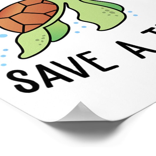 亀の救藁を抜いて亀を救見せる ポスター (角)