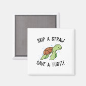 亀の救藁を抜いて亀を救見せる マグネット (正面/裏面)