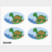亀の横の池 楕円形シール (シート)